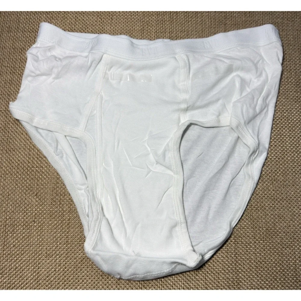 3 Vtg BVD White‎ Briefs Underwear XL Logo Cotton Tighties Whiteys Discontinued